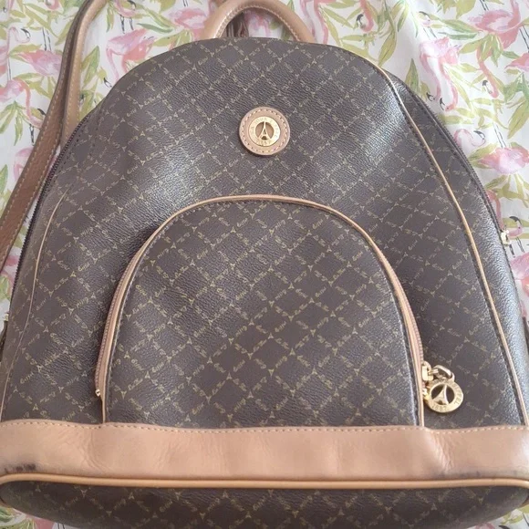 La Tour Effiel 80s Vintage Paris Women's Brown Book Bag Backpack - Picture 1 of 11